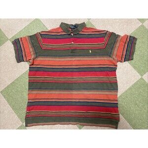 Vintage Polo Ralph Lauren Multi-Color Striped Cotton Polo Shirt size 2XB